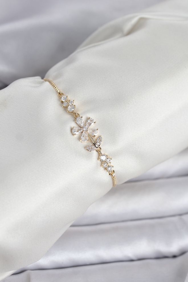 Ebijuteri Zlatá Farba Zirkónového Kameňa Daisy Model Elevator Dámsky Náramok Veľkoobchod s oblečením 0