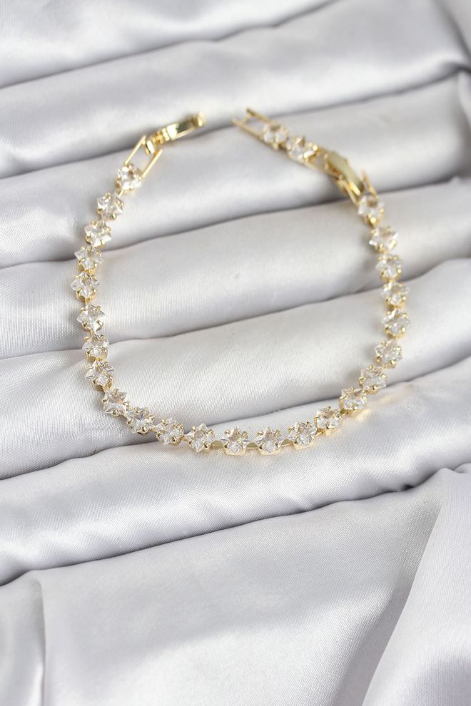 Ebijuteri Dámsky Náramok Z Mosadzného Vodného Chodu Zlatej Farby So Štvorcovým Zirkónovým Veľkoobchod s oblečením 0