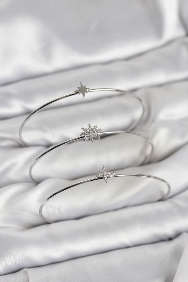 Ebijuteri Zirconia Stone Polar Star Model Strieborná Farba 3 dielny Dámsky Náramok Combo Veľkoobchod s oblečením 0