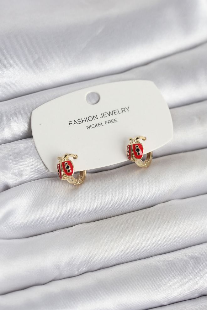 Ebijuteri “Ladybug Model” Aukso Spalvos Žalvariniai Vaikiški Auskarai Didmeninė prekyba drabužiais 0