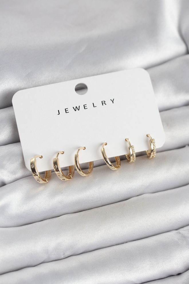 Ebijuteri Conjunto De 3 Pares De Brincos Femininos De Latão Dourado Roupas por atacado 0