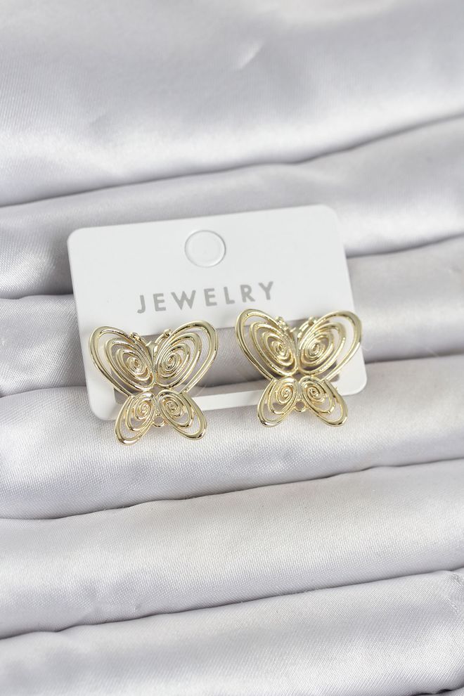 Ebijuteri Füsun Earring Model Gold Color Butterfly Model Brass Women Earrings Wholesale Clothing 0