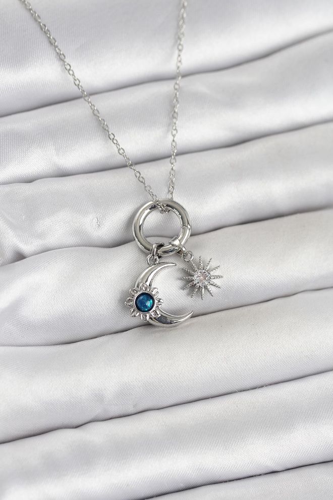 Ebijuteri Женское Ожерелье С Шармом В Стиле Ночного Дня Сталь 316l Серебристый Цвет Оптовая продажа одежды 0