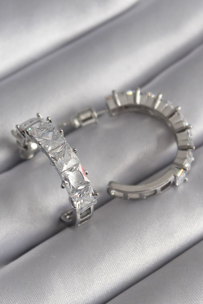 Ebijuteri Messing zilverkleurige zirkonia stenen ringmodel damesoorbellen Groothandel Kleding 0