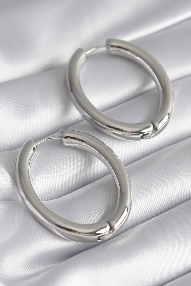 Ebijuteri Messing Zilverkleurige Damesoorbellen Met Ringpatroon Groothandel Kleding 0