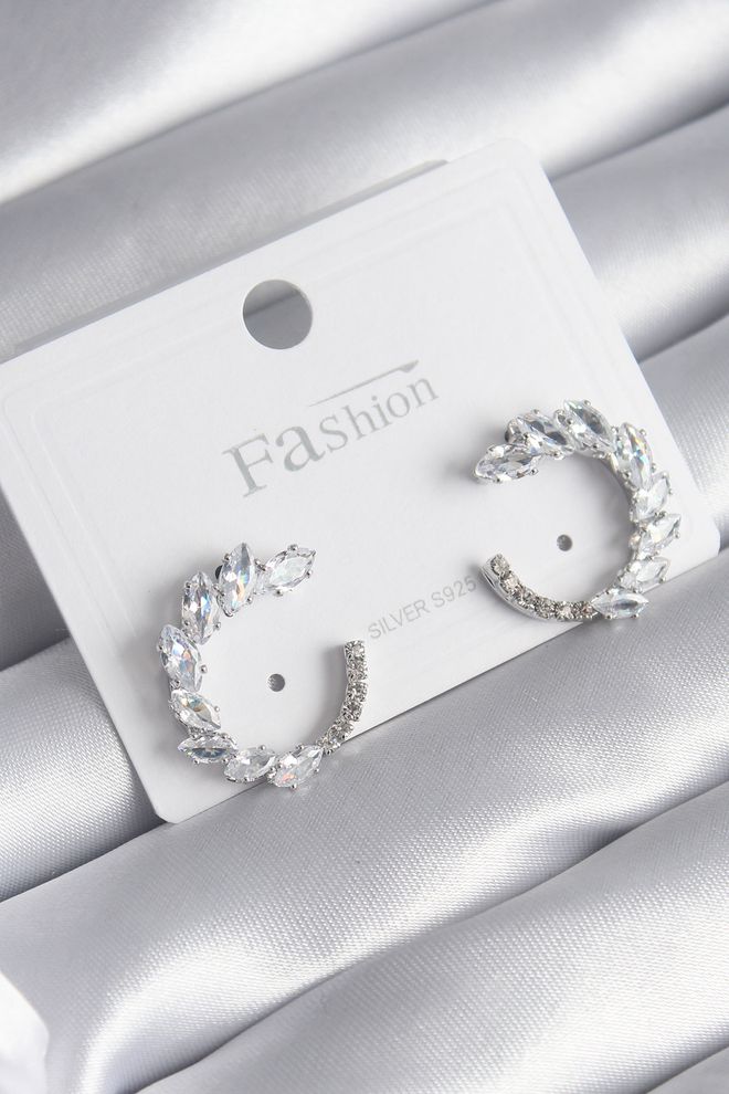 Ebijuteri Ženske Naušnice S Cirkonskim Kamenom Od Mesinga I Srebra Veleprodaja odjeće 0