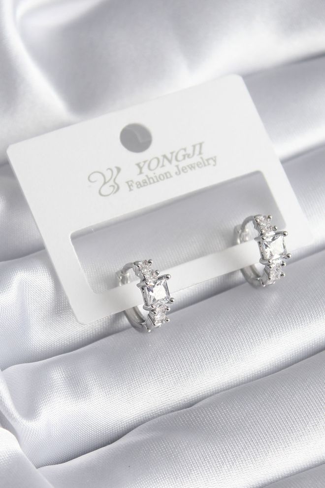 Ebijuteri Damesoorbellen van messing zilverkleurig zirkoonsteen Groothandel Kleding 0