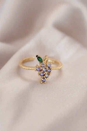 A wholesale clothing model wears  Adjustable Ring With Zircon - Gold
, Turkish wholesale Ring of Ebijuteri
