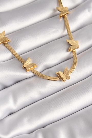 Un model de îmbrăcăminte angro poartă  Colier De Damă Din Oțel 316L De Culoare Auriu Cu Lanț Italian Argintiu Tip Fluture
, turcesc angro Colier de Ebijuteri
