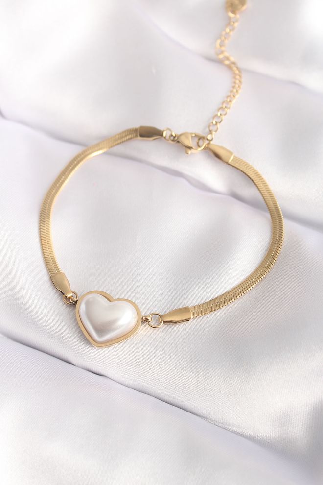 Ebijuteri Pulsera De Mujer Con Corazón Abovedado De Acero 316L Color Dorado Ropa al por mayor 0
