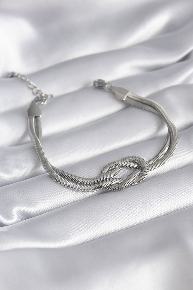 Ebijuteri Pulsera De Mujer Modelo Nudo De Cadena Italiana Color Oro Acero 316L Ropa al por mayor 0