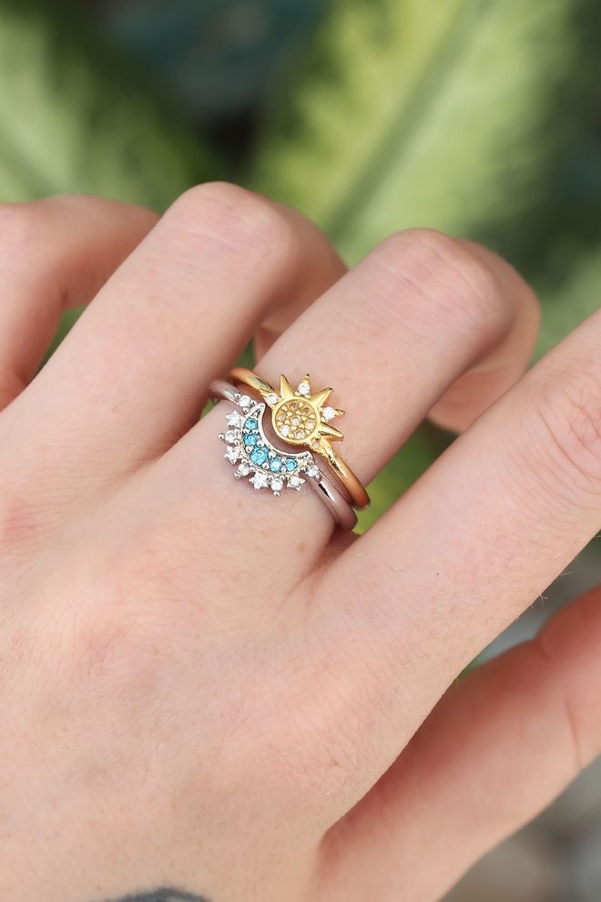 Ebijuteri Set Van 2 Verstelbare Vriendenringen Met Koperen Zirkoniastenen Groothandel Kleding 0