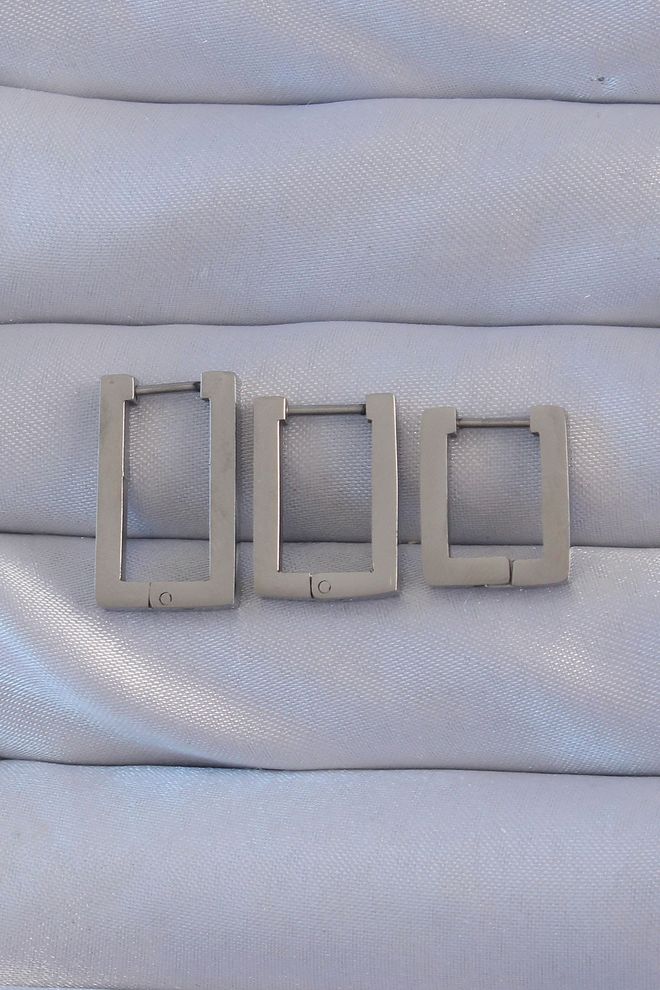 Ebijuteri Juego De Aretes Rectangulares Color Plata De Acero 316L Ropa al por mayor 0