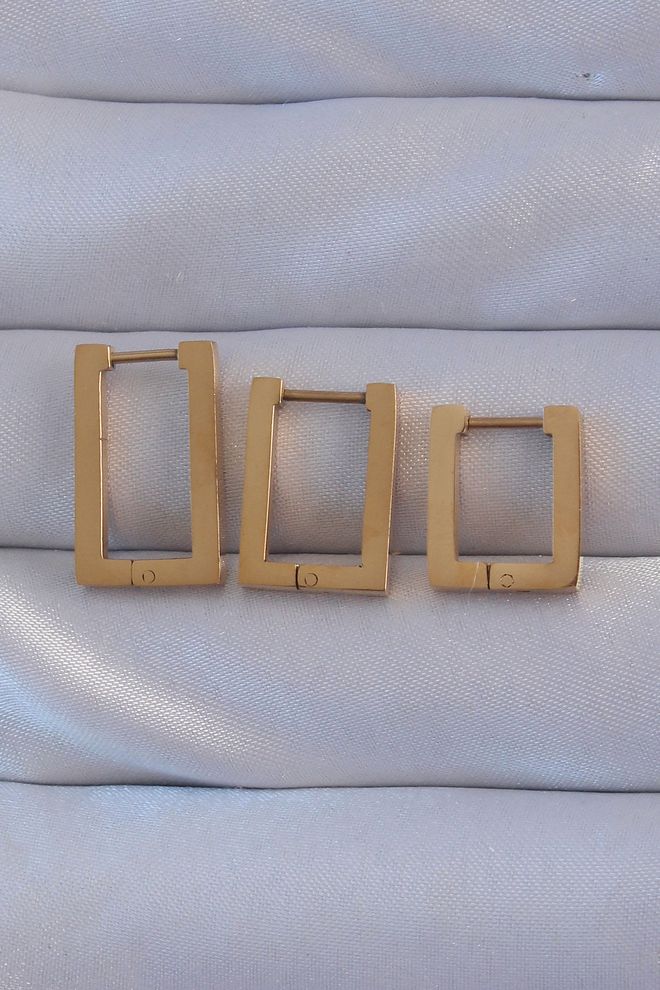 Ebijuteri Juego De Aretes Rectangulares De Acero 316L Color Dorado Ropa al por mayor 0