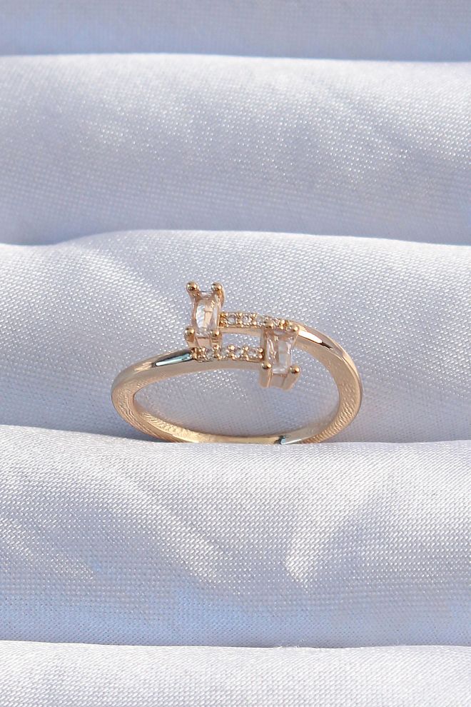 Ebijuteri Geometrijski Podesivi Prsten Od Mesinganog Cirkonskog Kamena Zlatne Boje Veleprodaja odjeće 0