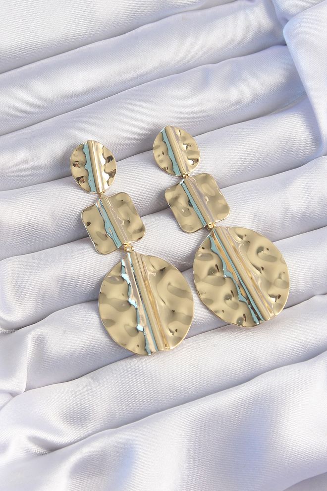 Ebijuteri Mjedene Zlatne Naušnice S Geometrijskom Pločicom Za Drobljenje Veleprodaja odjeće 0