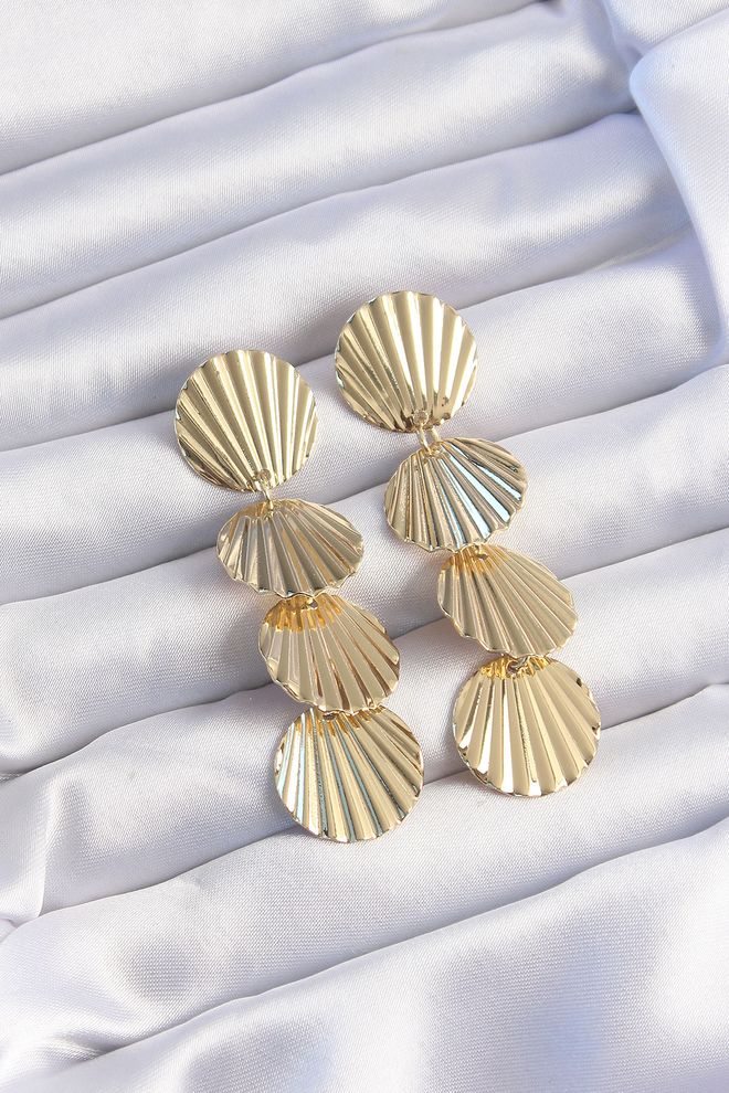 Ebijuteri Viseće Naušnice S Modelom Školjki Od Mesinga Zlatne Boje Veleprodaja odjeće 0