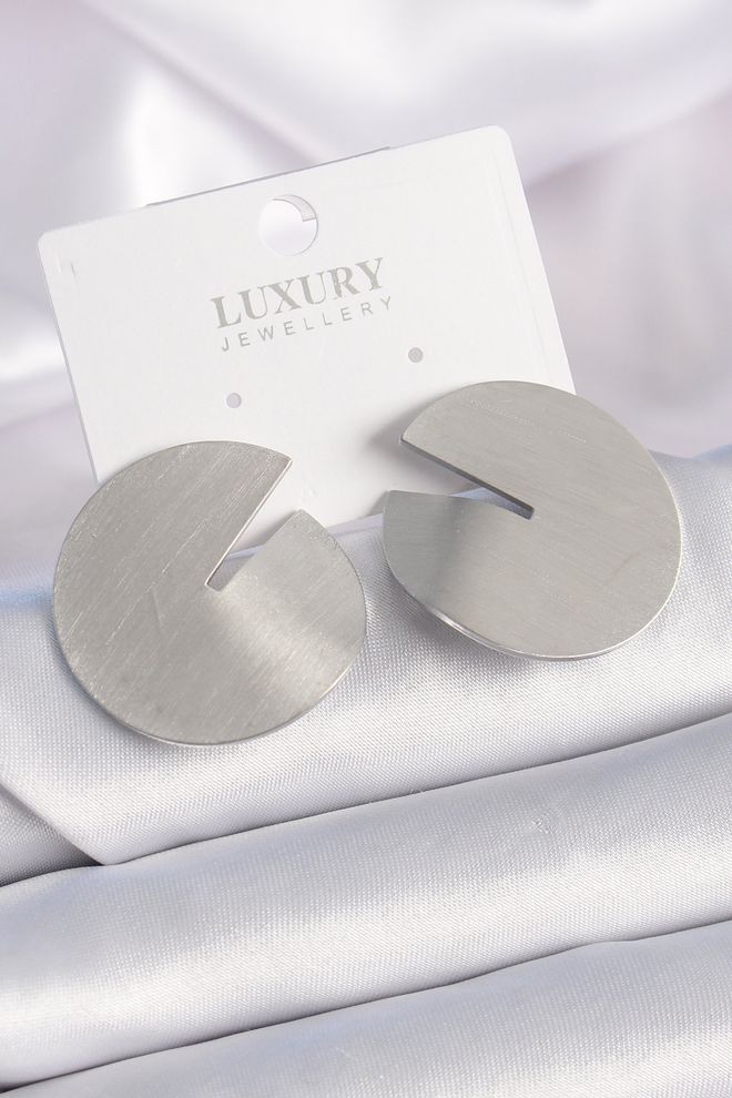 Ebijuteri Pendientes De Mujer Modelo Placa Circular De Color Plateado De Latón Ropa al por mayor 0