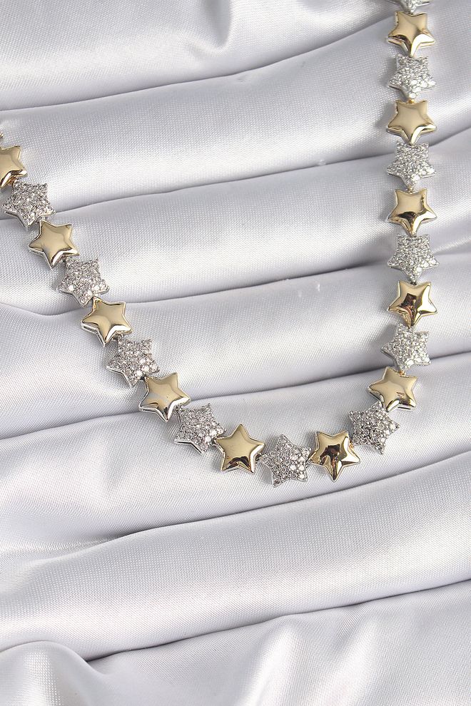 Ebijuteri Messing Mix Kleur Zirkoon Steen Stermodel VIP Exclusieve Serie Damesketting Groothandel Kleding 0