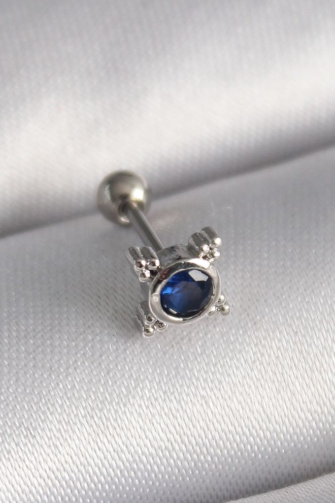 Ebijuteri Piercing Al Trago In Acciaio 316L Color Argento Con Pietra Zircone Blu Abbigliamento all'ingrosso 0