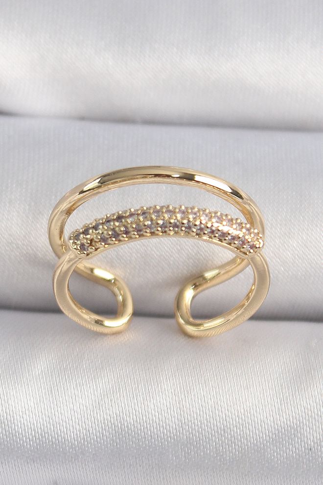 Ebijuteri Brass Gold Color Zircon Stone Women's Ring Wholesale Clothing 0