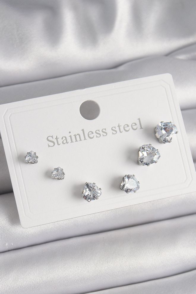 Ebijuteri Ženski Set Naušnica Od Čelika I Srebra Od 316L Cirkona I Kamenog Srca Veleprodaja odjeće 0