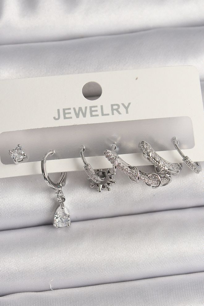 Ebijuteri Mesingana Srebrna Boja Ljuljačka Od Cirkonskog Kamenog Prstena S Uzorkom Kamena S Detaljima Za Ženske Naušnice Veleprodaja odjeće 0