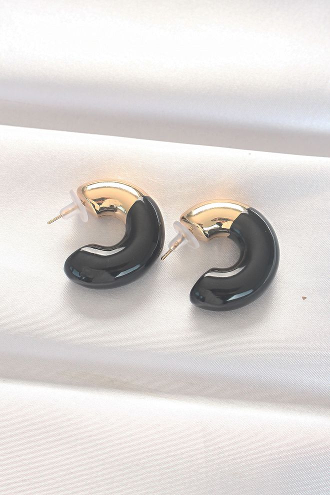 Ebijuteri Pendientes De Doble Color Oro Y Negro Ropa al por mayor 0