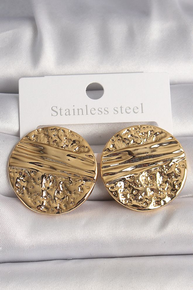 Ebijuteri Orecchini Da Donna Modello A Piastra Circolare Ricamati Color Oro In Ottone Abbigliamento all'ingrosso 0