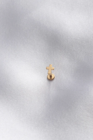 Una modella di abbigliamento all'ingrosso indossa  Piercing in acciaio chirurgico 316L - Oro
, vendita all'ingrosso turca di Penetrante di Ebijuteri