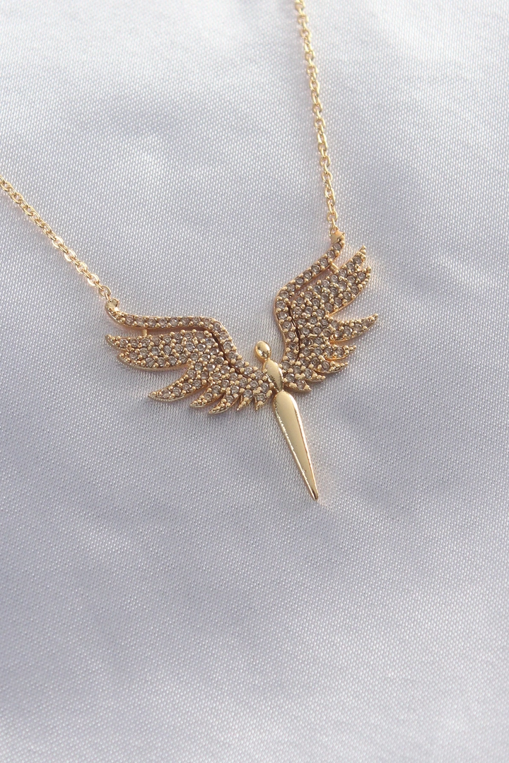 Ein Bekleidungsmodell aus dem Großhandel trägt 40710 - Necklace - Gold, türkischer Großhandel Halskette von Ebijuteri