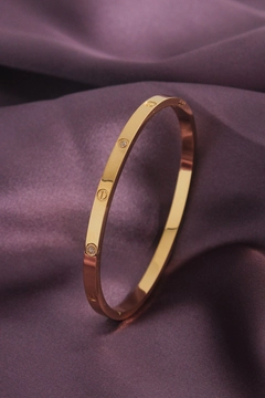 Модел на дрехи на едро носи 41195 - Steel Bracelet - Gold, турски едро Гривна на Ebijuteri
