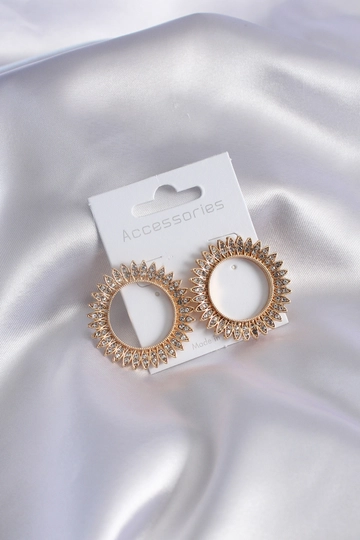 A wholesale clothing model wears  Earrings - Gold
, Turkish wholesale Earring of Ebijuteri