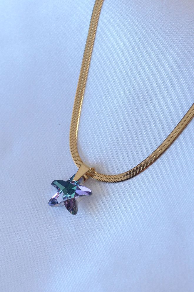 Ebijuteri Итальянская Модель Цепочки Из Стали 316L Золотого Цвета С Кристаллами И Морской Звездой Женское Ожерелье Оптовая продажа одежды 0