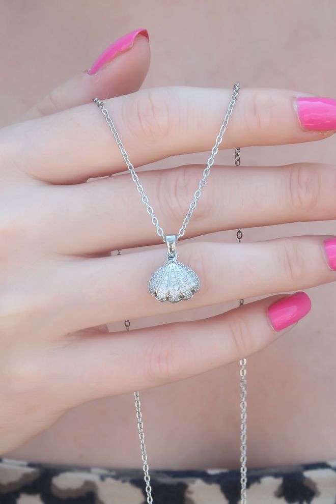 Ebijuteri 316L الصلب الفضة اللون المفتوحة بلح البحر نموذج المرأة قلادة ملابس بالجملة 0