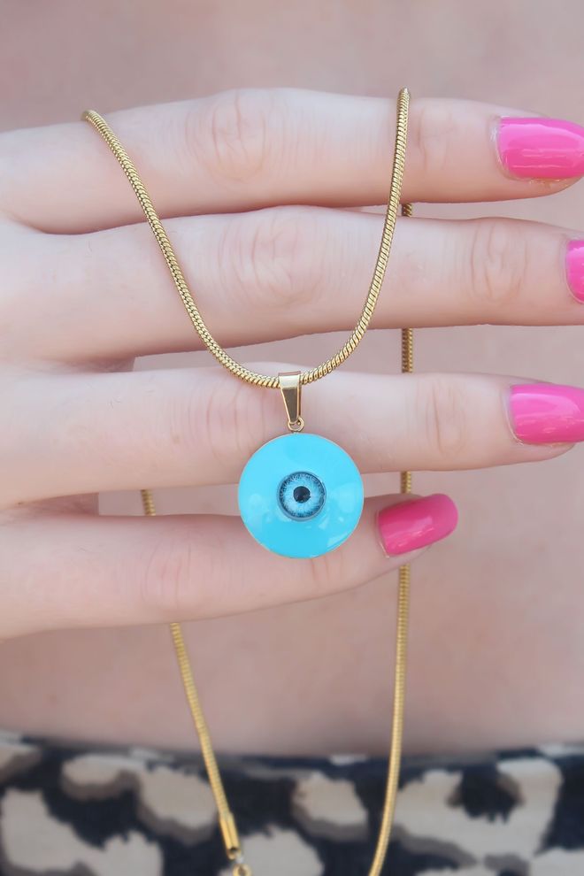 Ebijuteri 316L staal goudkleurige boze oogkraalmodel damesketting Groothandel Kleding 0