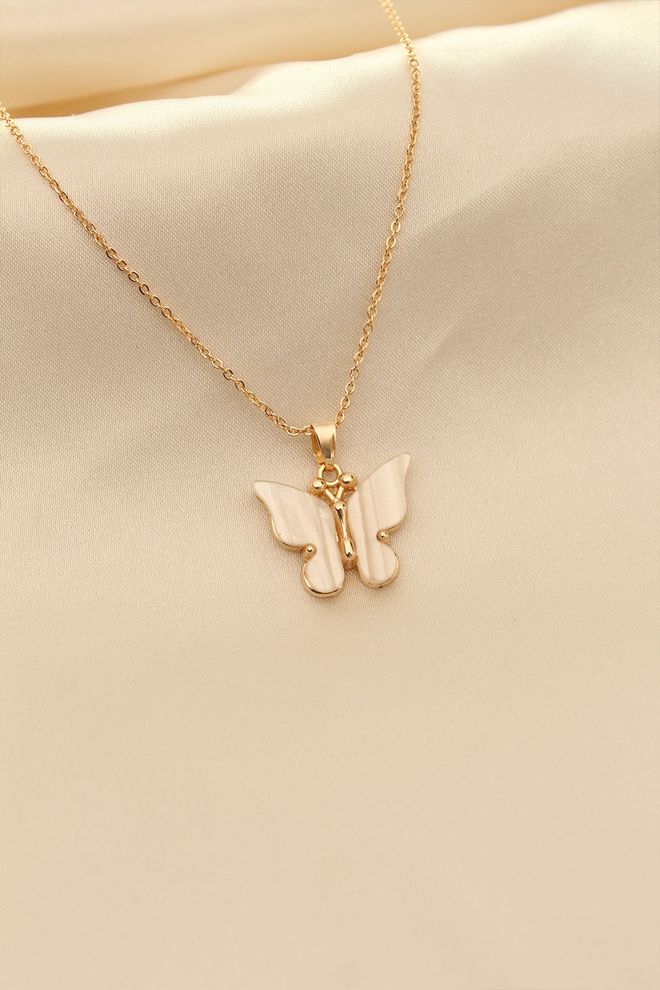 Ebijuteri Collier Femme Papillon Figured Blanc Nacré Vêtements en gros 0