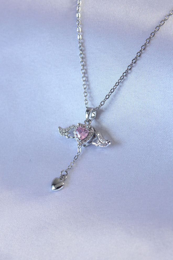 Ebijuteri 316L الصلب اللون الفضي مجنح الشكل القلب الزركون حجر التفاصيل امرأة Koyle ملابس بالجملة 0