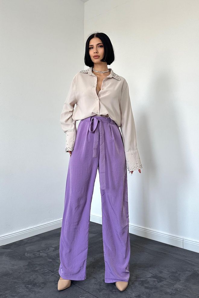 Elisa Брюки С Поясом Сиреневый Оптовая продажа одежды Повседневный