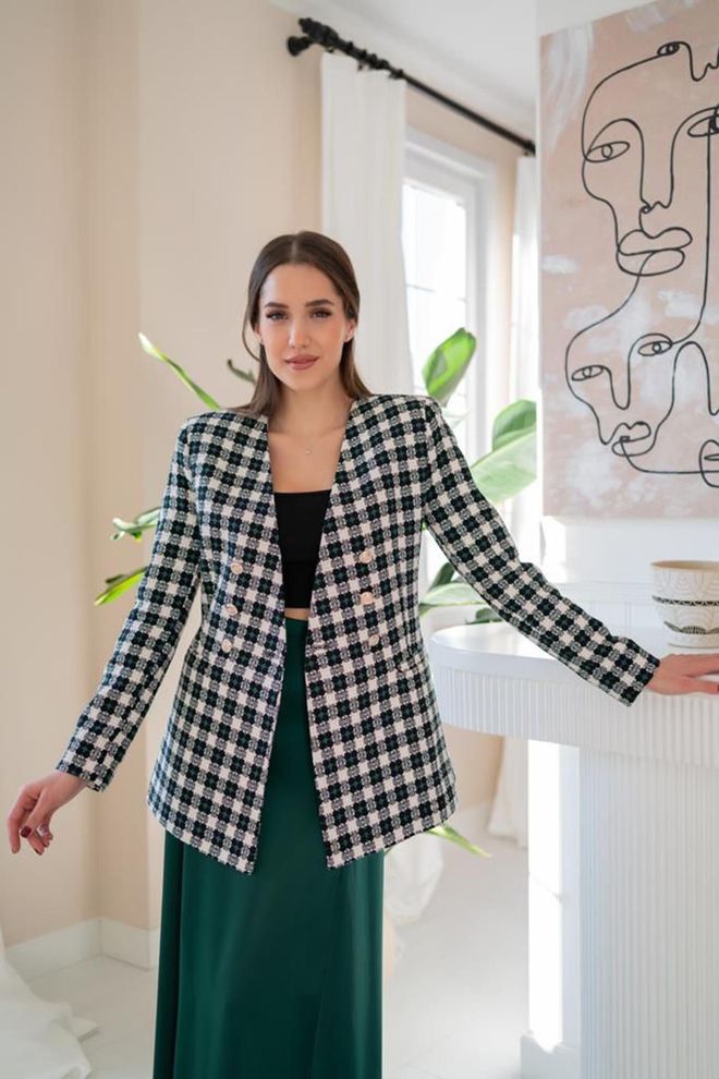 Elisa Giacca in tweed Bianca Abbigliamento all'ingrosso Formale