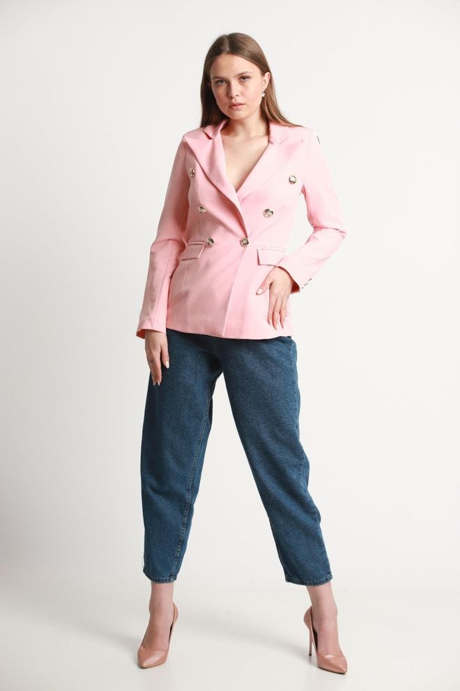 Elisa Button Detailed Jacket Powder Veľkoobchod s oblečením Neformálny