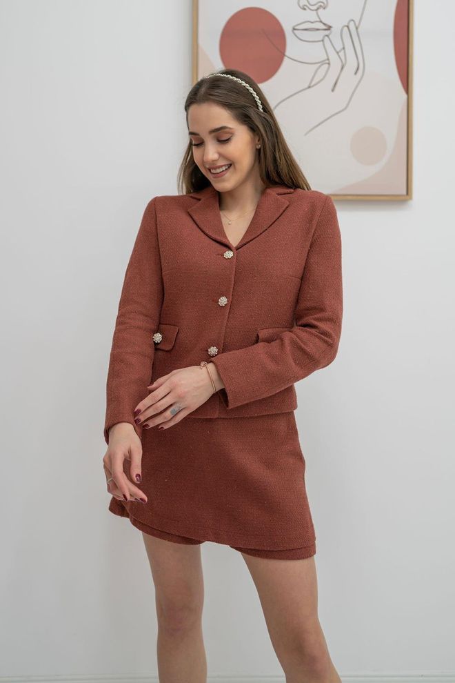 L&C Rjav Eleganten Formalen Vintage Komplet Oblačila na debelo Delo