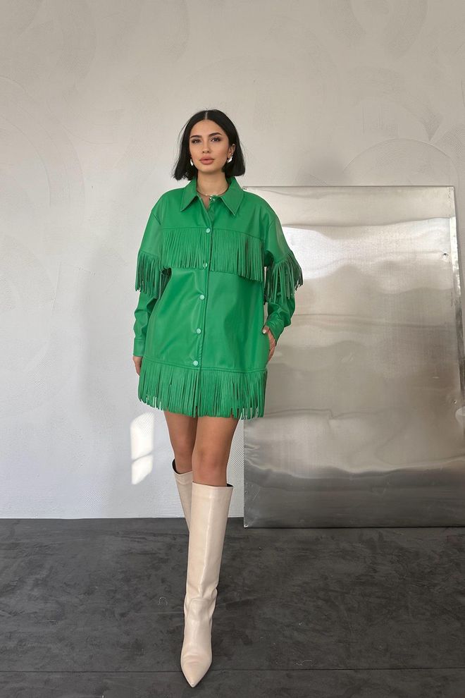 L&C Green Oversized Western Glam Shirt Wholesale Clothing No Fabric