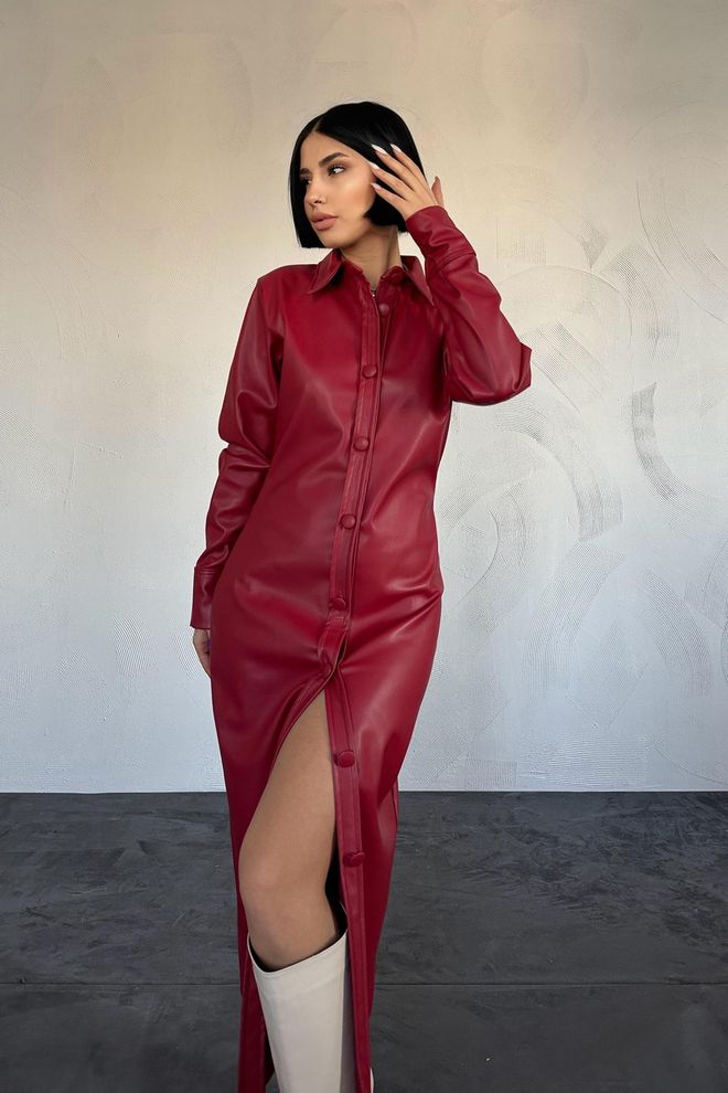 L&C Бордо Црвена Елегантан Секси Формални Кошуља Хаљина Велепродаја одеће Неформалан