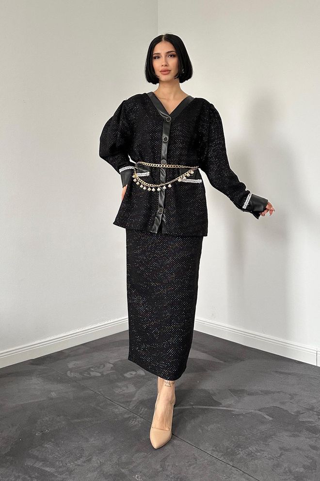 L&C Set Schwarz Elegant Formal Vintage Großhandelskleidung Modest