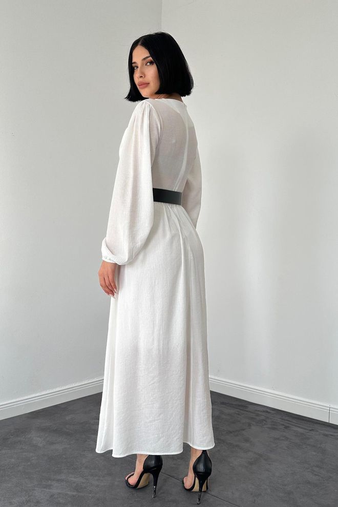 L&C فستان أبيض أنيق بقصة ألف وكم البالون ملابس بالجملة كوكتيل