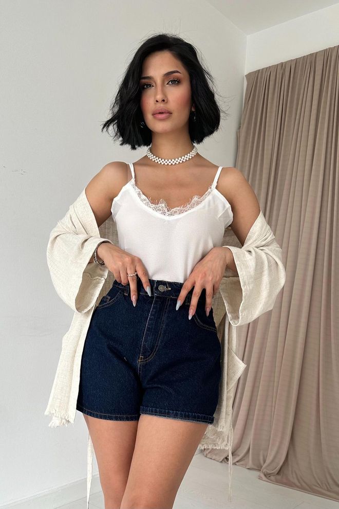 Elisa Canottiera Con Dettagli In Pizzo Bianca Abbigliamento all'ingrosso Casuale