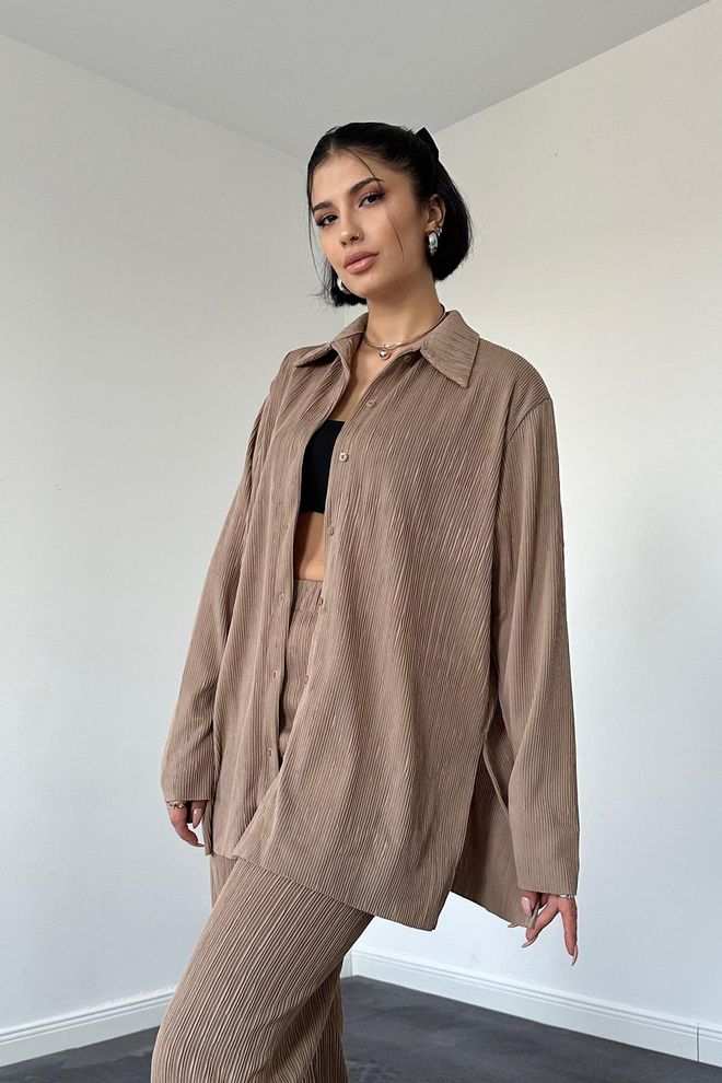 L&C Brown Striped Oversized Fit Suit Wholesale Clothing 1