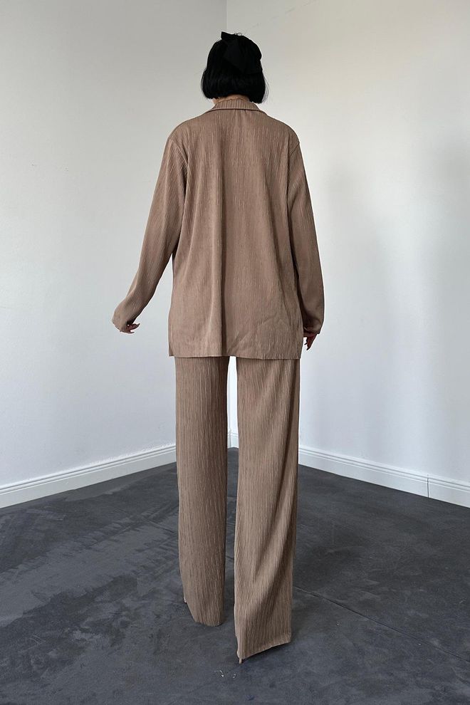 L&C Brown Striped Oversized Fit Suit Wholesale Clothing Work