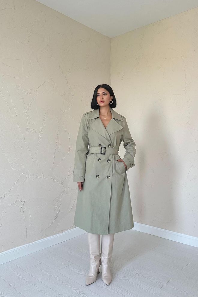 Elisa Trench Lungo Con Cintura Cachi Abbigliamento all'ingrosso Casuale